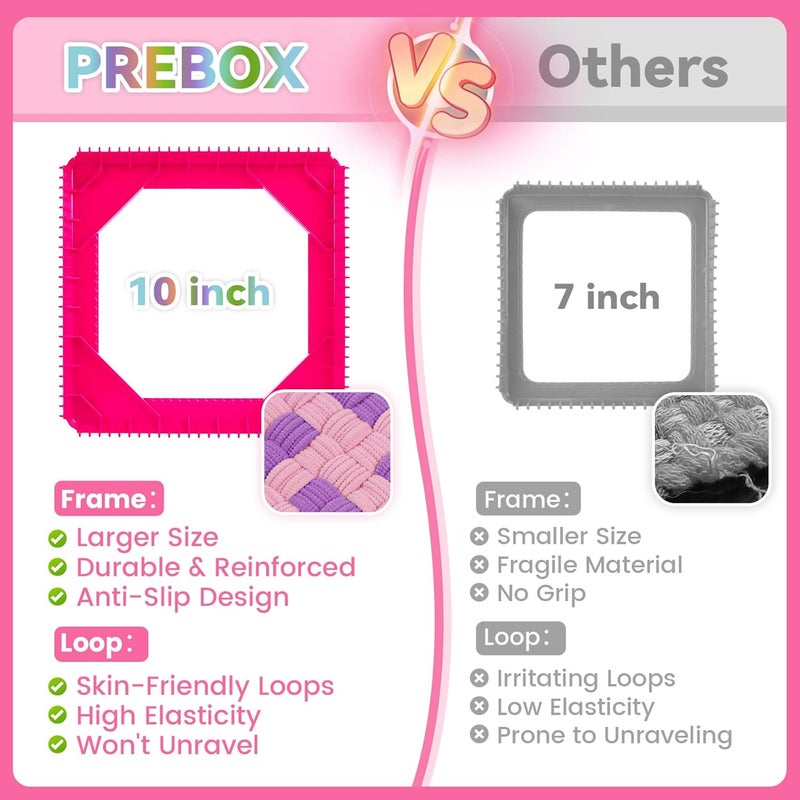 PREBOX Pro 10 Inch Potholder Loom Kit for Kids & Beginners, Large Weaving Loom Crafts for Girls Age 6-12 Year Old & Adults, Gift Ideas for Birthday & Christmas, 112 Delicate Loops to Make 2 Pot Holders - Image 3